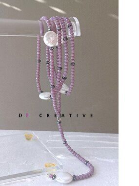 Freshwater pearl with crystal and hematite handmade necklace